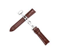 Henanyimeixiang Marron foncé Bracelet Montre la Bande Motif Papillon en Cuir véritable Boucle déployante Bracelet Brun Noir watchbands 15-23mm (Band Color : Brown, Band Width : 19mm)