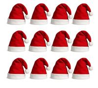 HENBRANDT 1 lot de 12 chapeaux de Père Noël - Accessoire de costume de fête rouge classique pour adultes, fête de bureau, célébrations de Noël, événements, déguisements, chapeaux fantaisie pour homme
