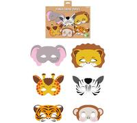 HENBRANDT 1 lot de 12 masques d'animaux de la jungle en papier pour enfants - Masque de fête d'animaux de safari - Déguisement pour enfants - Cadeau d'anniversaire pour garçons et filles