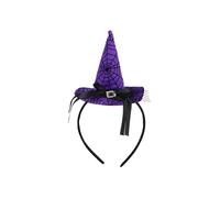 HENBRANDT 1 x Mini Chapeau de Sorcière Halloween Bandeau - Motif Toile d'araignée Violet Halloween Costume Accessoire avec Boucle Ruban Noir pour Adultes Fête Déguisements