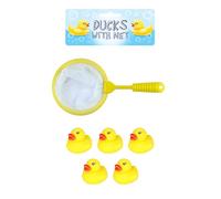 Henbrandt 5 Mini Canard en Plastiques avec Filet - 5 Mini Rubber Ducks with Net