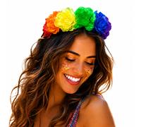 Henbrandt 6x Bandeau Avec Guirlande De Fleurs Chapeau Fête Arc-en-Ciel