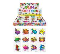 HENBRANDT 72x Mini Tatouages temporaires Sealife pour Enfants sous la mer Cadeaux pour Sacs de fête pour Enfants Remplisseurs de Sacs à Butin Cadeaux de Mariage Lucky Dip pour garçons et FI