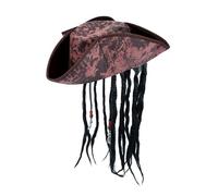 Henbrandt Chapeau de capitaine pirate des Caraïbes avec perles et faux dreadlocks attachés