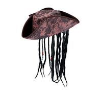 Henbrandt Chapeau de capitaine pirate des Caraïbes avec perles et faux dreadlocks attachés