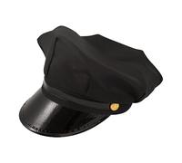 HENBRANDT Chapeau de chauffeur simple noir - Taille adulte - Accessoire de déguisement, chapeau de chauffeur de taxi, casquette uniforme pour homme et femme