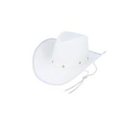 HENBRANDT Chapeau de cowboy simple blanc avec clous argentés et mentonnière - Chapeau de cowgirl pour adulte