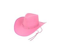 HENBRANDT Chapeau de cowboy simple rose pour adulte avec clous argentés et mentonnière - Accessoire de déguisement de cowgirl occidental