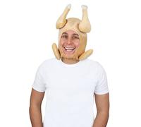 HENBRANDT Chapeau de dinde en peluche pour adulte avec trou pour le visage - Chapeau fantaisie pour Thanksgiving et Noël - Accessoire de déguisement pour homme et femme - 40 cm