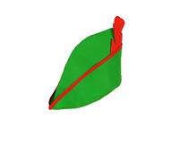 HENBRANDT Chapeau de rouge-gorge vert pour adulte avec plumes rouges et bordure bycocket chapeau médiéval Forest Archer Lost Boy Pan Pixie Elf Cap Taille unique Accessoires de déguisement d'Halloween