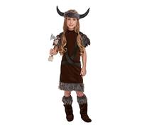 HENBRANDT Costume de guerrière viking cornes de dragon Tamer Warrior Costume authentique historique médiéval pour enfants de 7 à 9 ans Taille M
