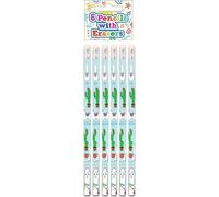 Henbrandt - Crayon avec gomme, Lama Pack de 6 SG26989 (Taille unique) (Bleu/Blanc/Vert)