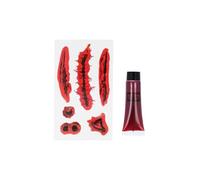 Henbrandt Faux tube de sang d'Halloween avec cicatrices de tatouage temporaires réalistes - 16 ml pour maquillage professionnel SFX Kit d'accessoires de costume