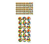HENBRANDT Grands autocollants Brickz - Assortiment de 180 briques de construction pour enseignants, récompenses scolaires, arts et travaux manuels pour enfants, fête d'anniversaire, sacs surprises,