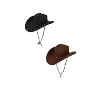 HENBRANDT Lot de 1 chapeau de cowboy noir et 1 chapeau marron avec cordon et clous décoratifs - Accessoire de déguisement western pour adulte pour soirées à thème, événements, célébrations