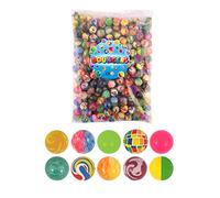 HENBRANDT Lot de 10 balles rebondissantes en Caoutchouc de 25 mm - Couleurs et Motifs Assortis - pour Enfants, Anniversaire, Noël, Sac à Surprises, Cadeaux de Salle de Classe, récompense pour garçons