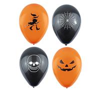 Henbrandt Lot de 12 ballons décorations d'Halloween Noir/orange