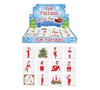 Henbrandt Lot de 144 mini tatouages temporaires d'elfe de Noël pour enfants, lot de 12 sacs de fête de Noël pour enfants, cadeaux de Noël coquins, calendrier de l'Avent pour garçons et filles