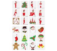 HENBRANDT Lot de 48 mini tatouages temporaires de Noël + Elfin autour du calendrier de l'Avent pour garçons et filles Multicolore