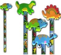 Henbrandt Lot de 6 crayons et gommes Dinosaures
