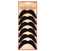 Henbrandt Lot De 6 Fausses Moustaches Adhésives Noires I Déguisement Autocollantes I Homme Accessoire I Méxicain Années 70 Gringo