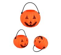 Henbrandt Lot de 6 mini seaux à bonbons en forme de citrouille d'Halloween avec poignées - 6,5 cm - Décoration de fête d'Halloween