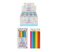 HENBRANDT Lot de 6 minis crayons de couleur pour enfants - Couleurs assorties - Pour remplir les chaussettes de mariage - Sac surprise d'anniversaire - Pour garçons et filles - Unisexe