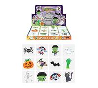 Henbrandt Lot de 72 mini tatouages temporaires d'Halloween pour enfants - Lot de 12 sacs surprise effrayants pour garçons et filles