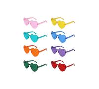 HENBRANDT Lot de 8 paires de lunettes de soleil sans monture en forme de cœur pour adultes et adolescents - 8 couleurs assorties