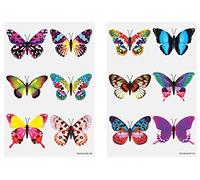Henbrandt Lot de 96 mini tatouages temporaires en forme de papillon pour enfants - Feuilles de tatouage - Papillons - Pour sac de fête - Cadeaux de mariage pour filles et garçons