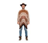 HENBRANDT Poncho de cowboy marron ou bleu pour adulte avec franges de cowboy sauvage western errant bandit Gunslinger Bandit Halloween Costume Taille unique Unisexe Accessoire pour homme et femme,