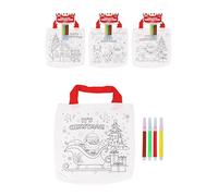 HENBRANDT Sac de fête graffiti de Noël pour enfants - 3 motifs festifs - Colorez vos propres loisirs créatifs de Noël pour garçons et filles, beige, Small