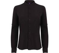 Henbury - Chemise col montant pour femme manches retroussées PC6139 (XXL) (Noir)