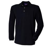Henbury Hommes Bleu ou Noir Manches Longues Coton Piqu Peintre Polo