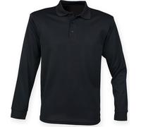Henbury Hommes Coolplus Polo, Manches Longues RW4751 (L) (Noir)