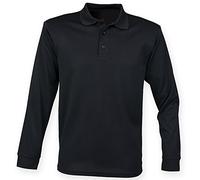 Henbury Herren Coolplus Polo-Hemd, Langarm RW4751 (2XL) (Schwarz)