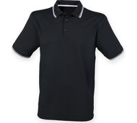 Henbury Polo Coolplus pour homme, manches courtes RW4752 (3XL) (Noir/Blanc)