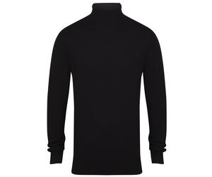 Henbury Pull à Col Fût Noir en Laine Tricot Coton Acrylique