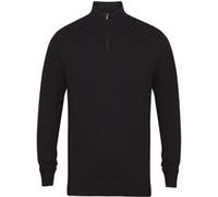 Henbury - Pull zippé 1/4 à manches longues - Homme (XL) (Noir) - UTRW5289 Noir