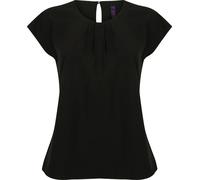 Henbury Top pour femme avec design de plis sur le devant, manches courtes PC2957 (4XL) (Noir)