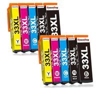 HenceBuy 33XL Lot de 10 cartouches d'encre compatibles avec Epson 33XL 33 XL pour Epson Expression Premium XP-7100 XP-530 XP-640 XP-830 XP-900 XP-645 XP-635 XP-630 XP540