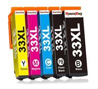 HenceBuy 33XL Lot de 5 cartouches d'encre compatibles avec Epson 33XL 33 XL pour Epson Expression Premium XP-7100 XP-530 XP-640 XP-830 XP-900 XP-645 XP-635 XP-630 XP540