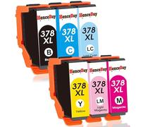 HenceBuy 378 378XL Cartouches d'encre Remplacer pour Epson 378XL Multipack pour Expression Photo XP-8600 XP-8700 XP-8500 XP-8505 XP-8605 HD XP-15000 (Noir/Cyan/Magenta/Jaune/Cyan Clair/Magenta Clair)