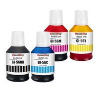 HenceBuy GI-56 Lot de 4 bouteilles d'encre compatibles avec imprimante Canon MAXIFY GX7050 GX6050 GX5050 GX4050 GX3050 GX5550 GX6550 Noir/cyan/magenta/jaune