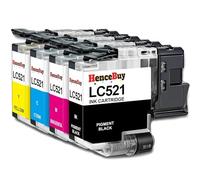 HenceBuy LC521 Lot de cartouches d'encre compatibles pour imprimante Brother LC521 LC 521 LC521VAL DCP-J1260W DCP-J1310DW DCP-J1313DW DCP-J1360DW DCP-J1460DW Noir/cyan/magenta/jaune