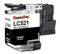 HenceBuy LC521BK Cartouche d'encre noire compatible avec Brother LC521 BK pour imprimante Brother DCP-J1260W DCP-J1310DW DCP-J1313DW DCP-J1360DW DCP-J1460DW (1 noir)