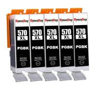 HenceBuy PGI 570 PGBK Cartouches d'encre compatibles pour Canon PGI-570 BK ou Pixma MG5750 MG5751 MG6850 MG7750 TS5050 TS5055 TS6050 TS8050 TS9050 TS9055 Imprimante (5 Noirs)