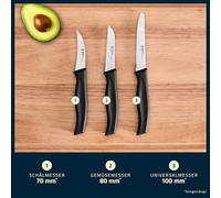 HENCKELS by ZWILLING Elements Set de couteaux 3 pièces, couteau universel, couteau à légumes et couteau à éplucher, noir