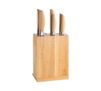 HENCKELS Pakka Bloc de couteaux 7 pièces, Acier inoxydable, Naturel | Manche en bois Pakka