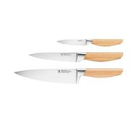 HENCKELS Pakka Set de couteaux 3 pièces, Acier inoxydable, Naturel | Manche en bois Pakka